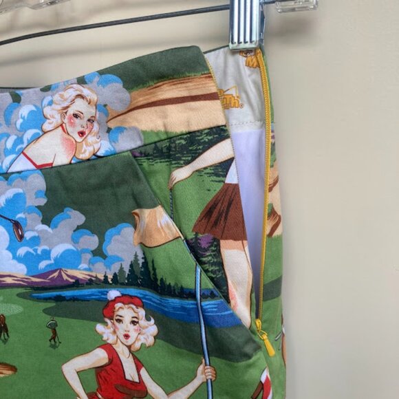 LOUDMOUTH LADIES | Birds Of Paradise Retro Pinup Girls Print Golf Skirt Skort 0 - Picture 8 of 12
